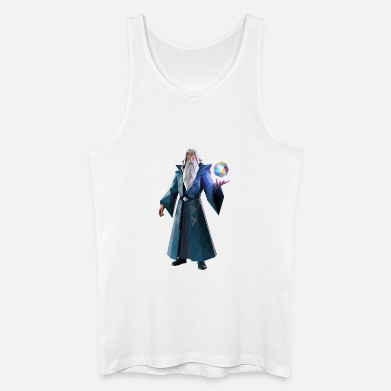 Wise Wizard - Cooles Low-Poly-Logo - Männer Bio Tank Top - Weiß