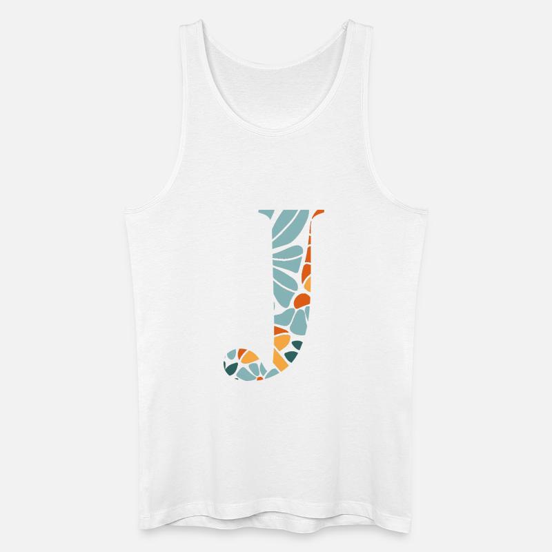 Buchstabe j Groovy Flowers Geschenkidee - Männer Bio Tank Top - Weiß