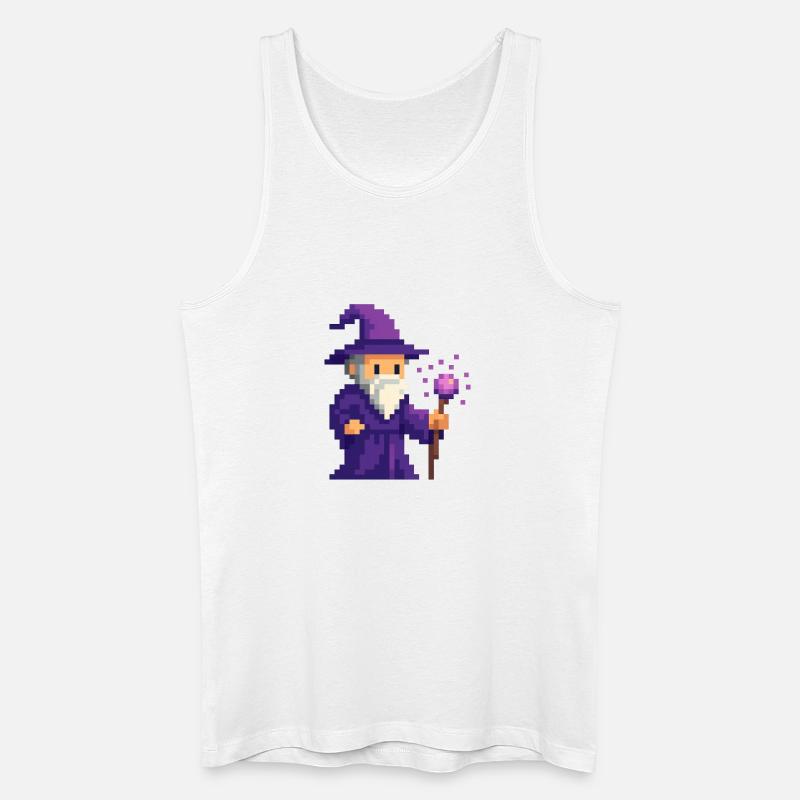 Pixel wizard dans le scintillement violet - Débardeur bio Homme - blanc