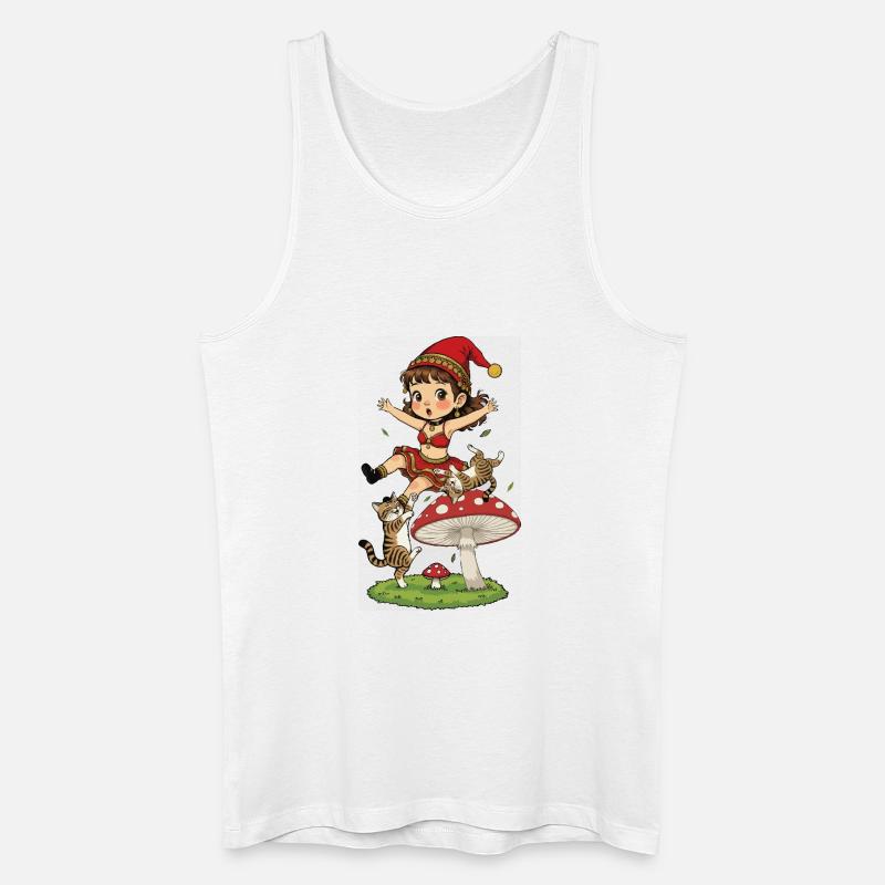 Leprechaun-Mädchen fällt vom Pilz - Männer Bio Tank Top - Weiß