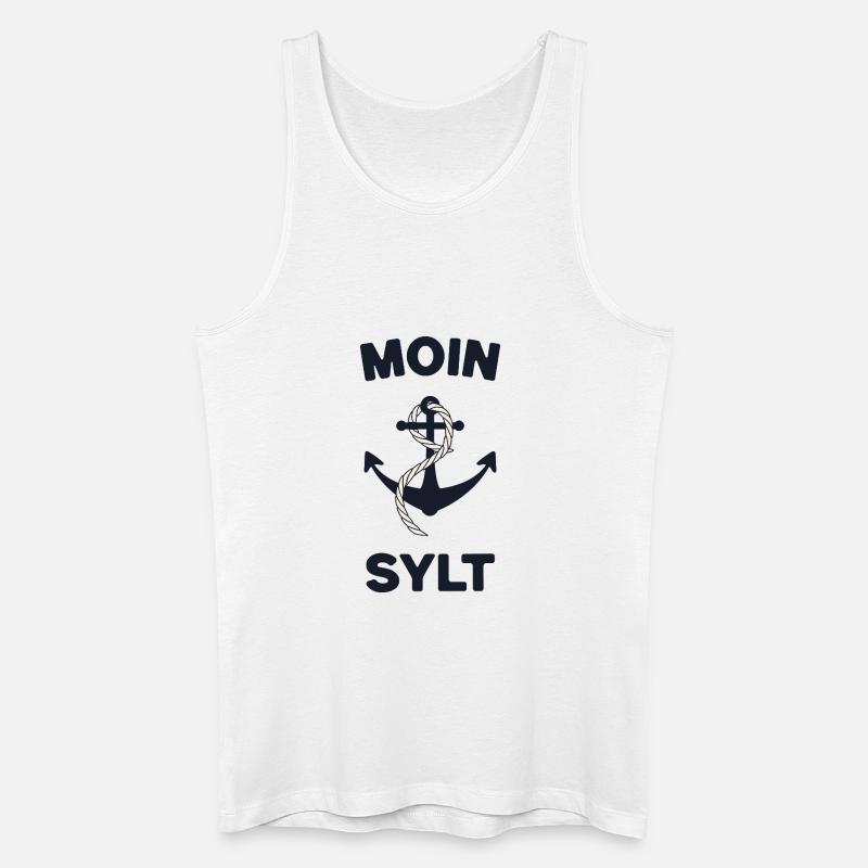 Moin Sylt – Maritimes Anker-Design - Männer Bio Tank Top - Weiß