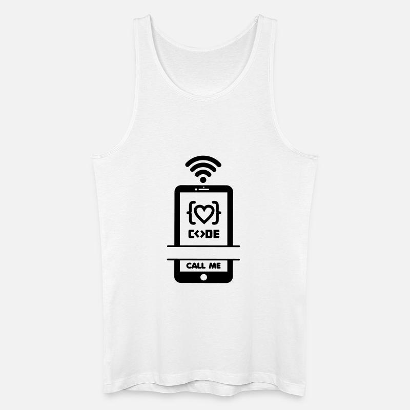 Codiste Appelez-moi code téléphone coeur - Débardeur bio Homme - blanc