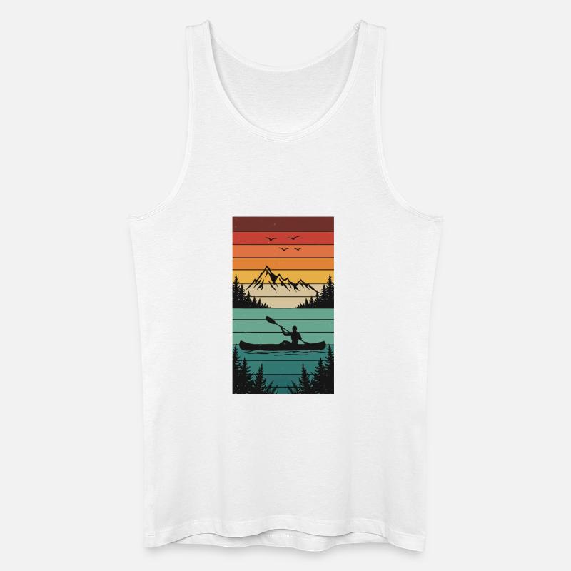 Retro Kajakpanorama am See - Männer Bio Tank Top - Weiß