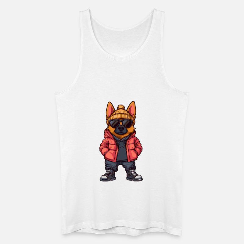 Schäferhund Cool Comic - Männer Bio Tank Top - Weiß