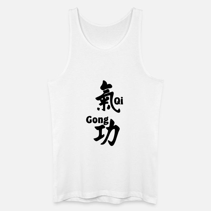 QI gong script with text vertical - Men’s Organic Tank Top - white