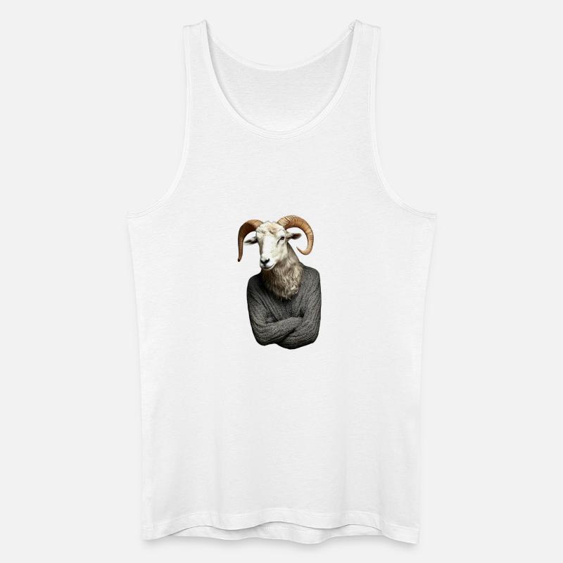 Ram im Pullover surreales Porträt - Männer Bio Tank Top - Weiß