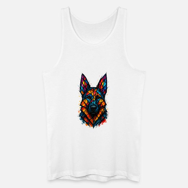 Deutscher Schäferhund Buntglaskunst - Männer Bio Tank Top - Weiß