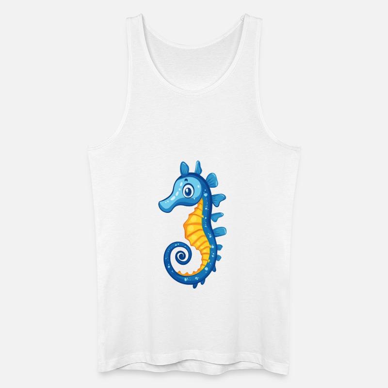 blaues Seepferdchen - Männer Bio Tank Top - Weiß