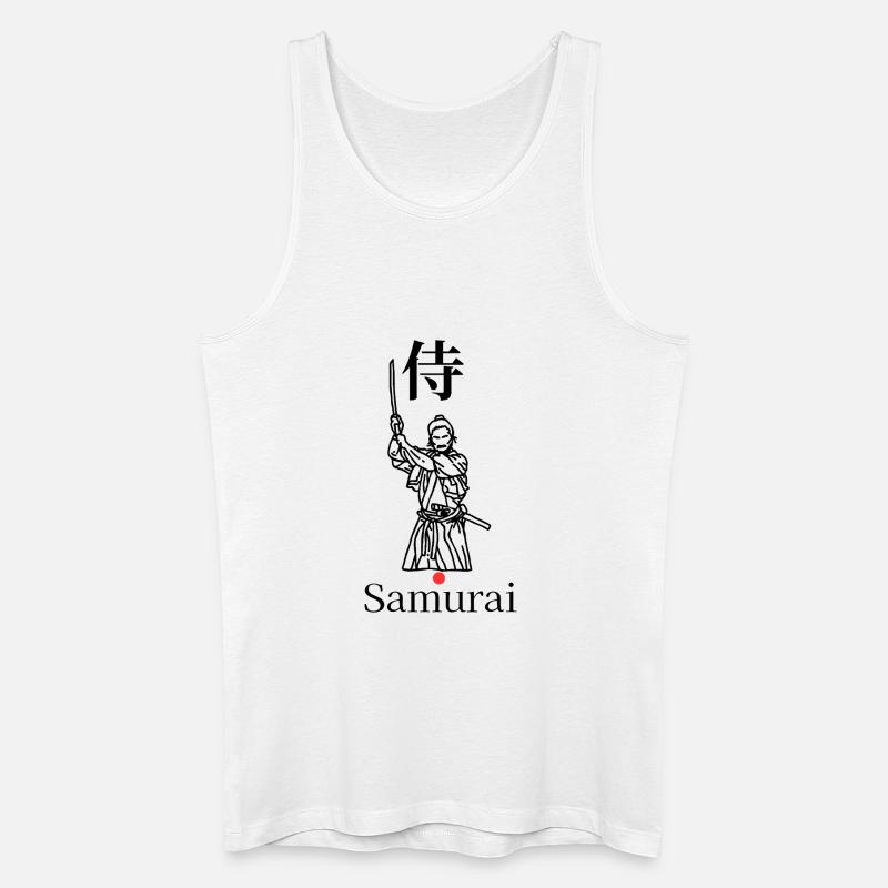 Samurai Symbol Minimal Schwarz Weiß Rot - Männer Bio Tank Top - Weiß