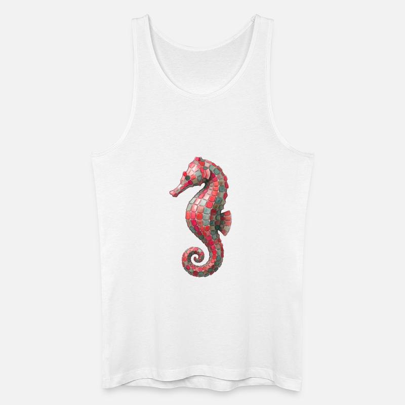 Seepferdchen Mosaik - Maritimes Kunst-Design - Männer Bio Tank Top - Weiß