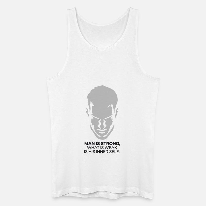 DER MENSCH IST STARK - Männer Bio Tank Top - Weiß