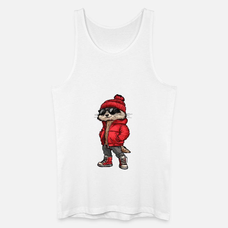 Erdmännchen Lustig Winter - Männer Bio Tank Top - Weiß