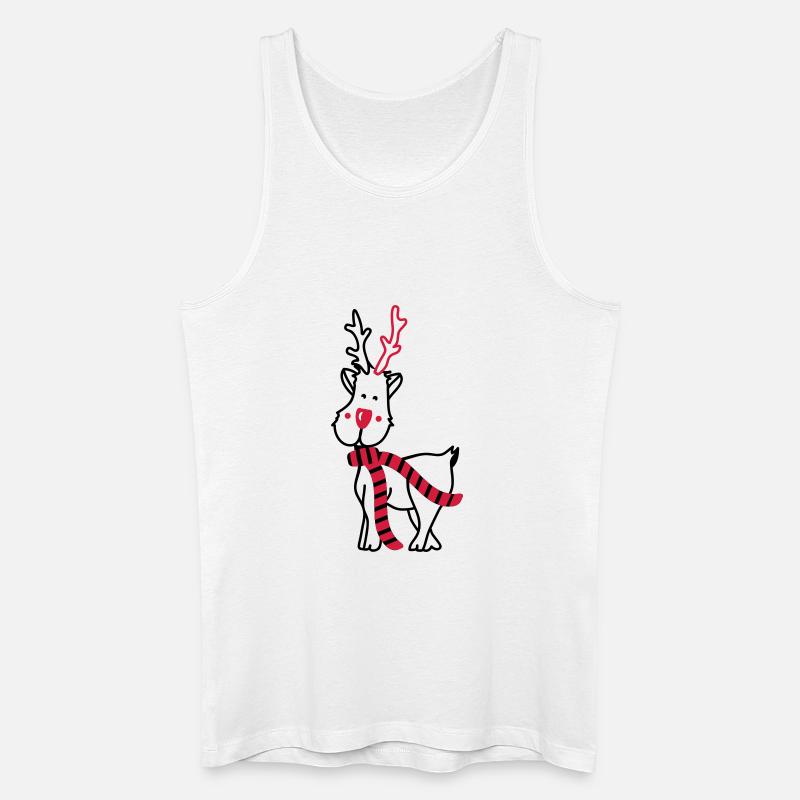 Rentier mit Schal - Männer Bio Tank Top - Weiß