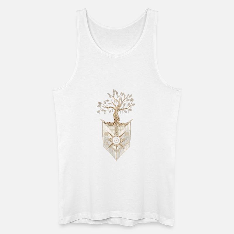 Makramee-Baum des Lebens im kunstvollen Design - Männer Bio Tank Top - Weiß