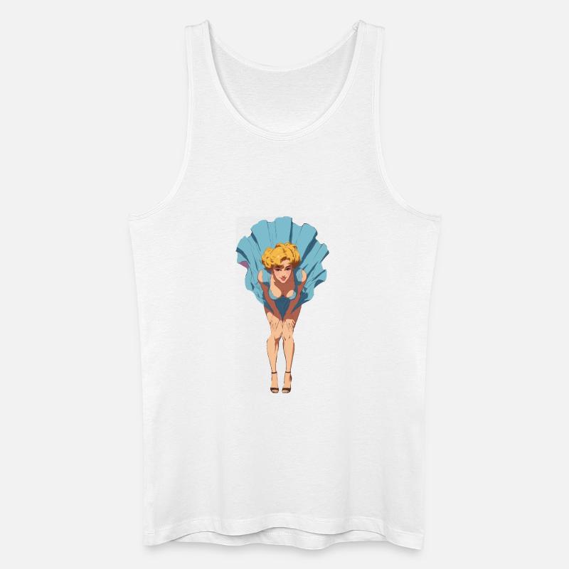 Pin-up-Mädchen mit aufblasendem Sommerkleid - Männer Bio Tank Top - Weiß