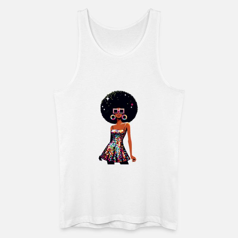 Disco Afro Glam Sequins Design - Männer Bio Tank Top - Weiß