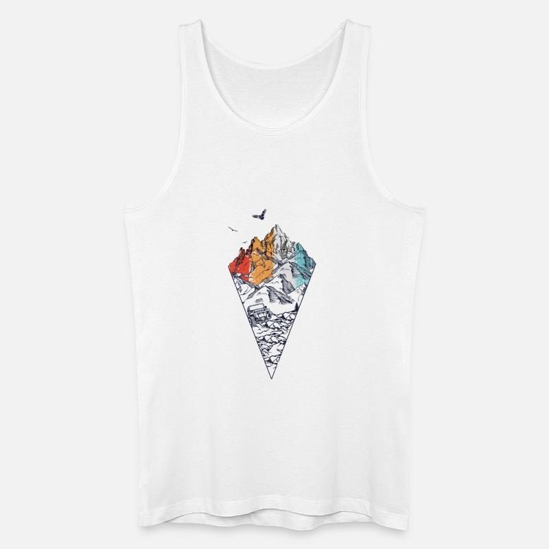 Prismatisches Berggeometrisches Tee - Männer Bio Tank Top - Weiß