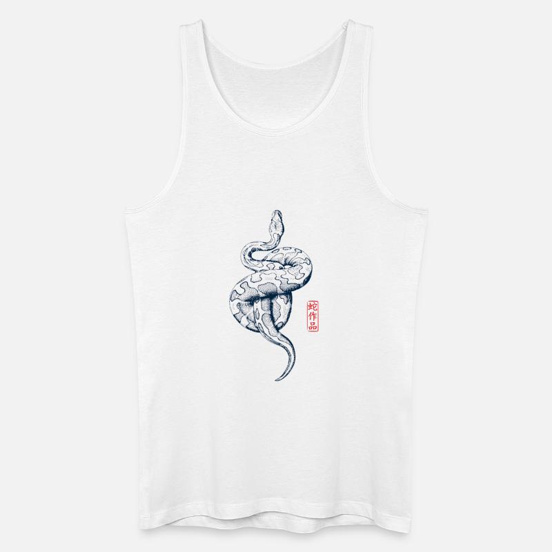 Python with Kanji Stamp - Men’s Organic Tank Top - white