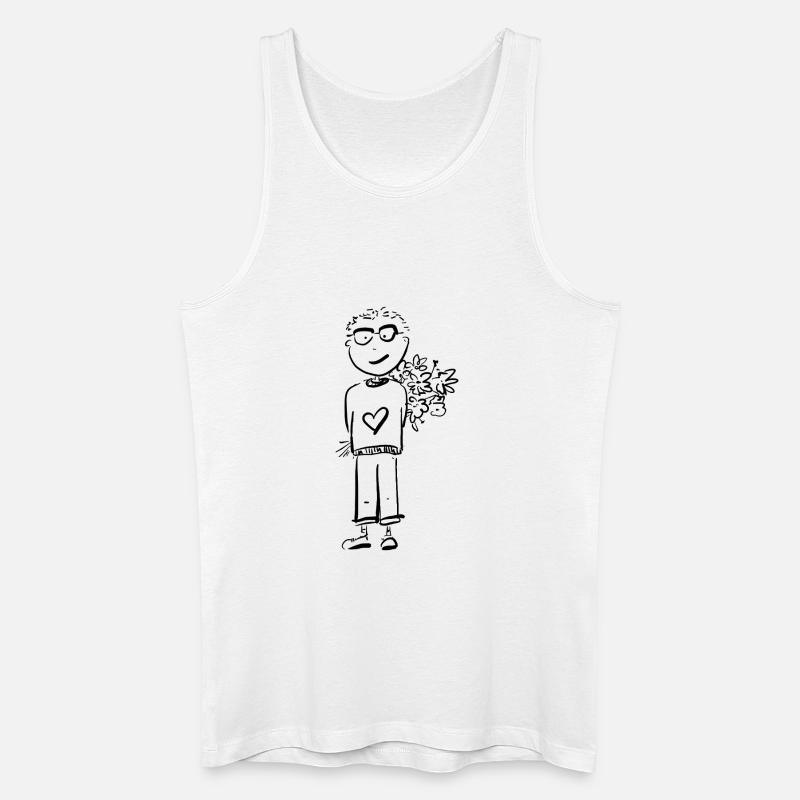 Junge mit Blumen / Comic - Männer Bio Tank Top - Weiß