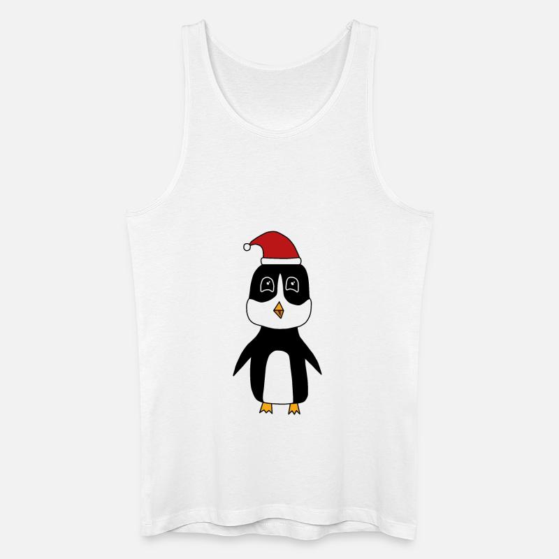Pinguin feiert Weihnachten - Männer Bio Tank Top - Weiß