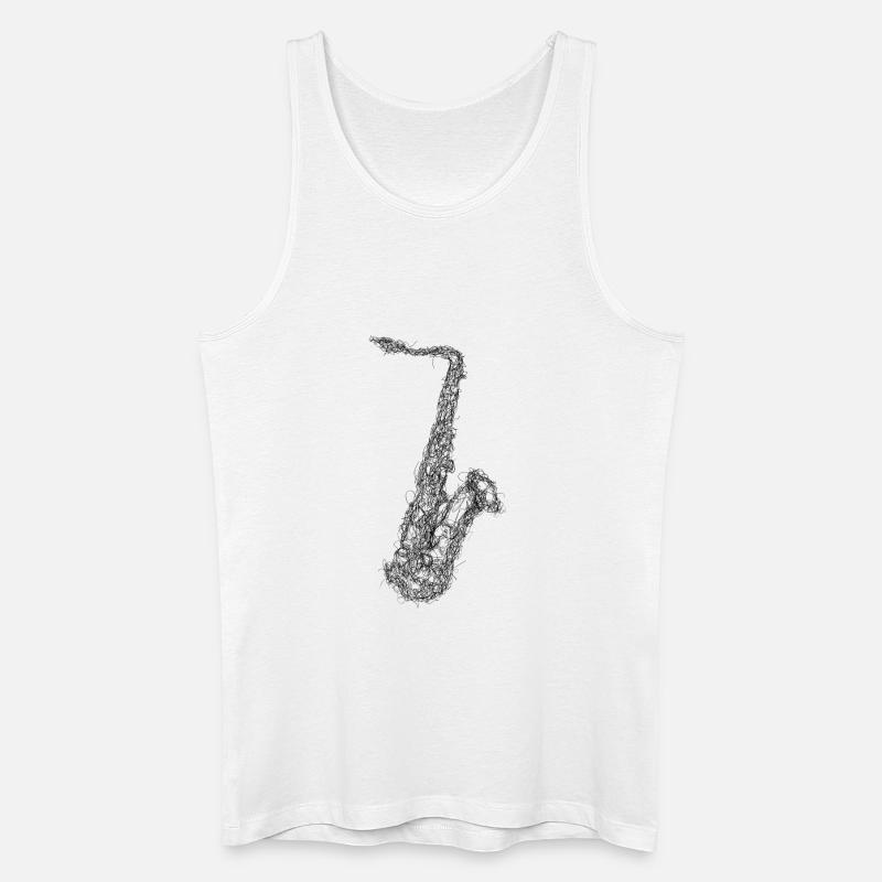 Saxophon Scribble - Männer Bio Tank Top - Weiß