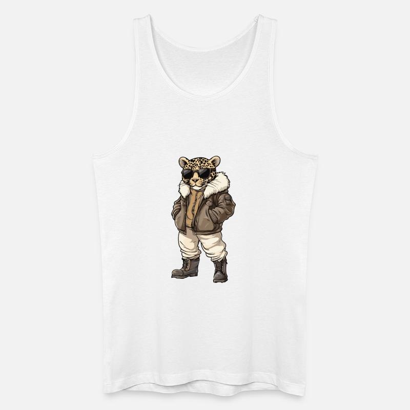 Leopard Cool Winter - Männer Bio Tank Top - Weiß