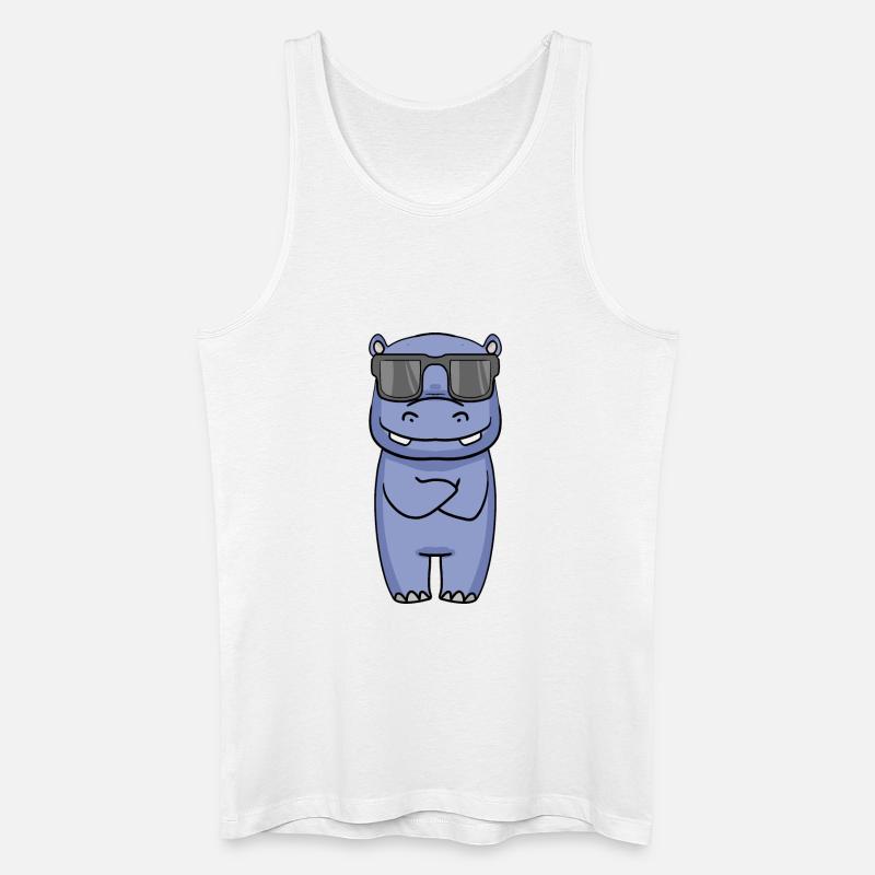 cooles Nilpferd mit Sonnenbrille - Männer Bio Tank Top - Weiß
