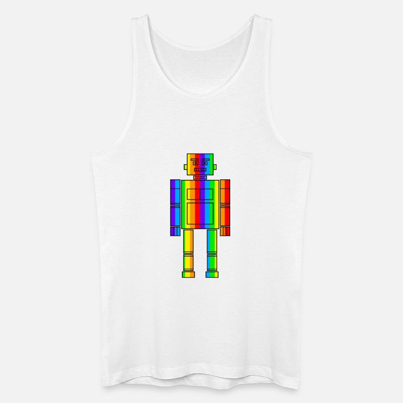 Regenbogen Roboter - Männer Bio Tank Top - Weiß