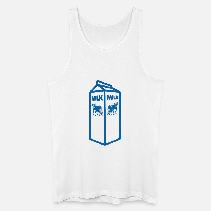 Blauer Milchkarton und Kuh-Design - Männer Bio Tank Top - Weiß