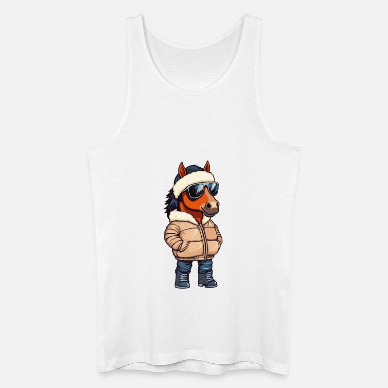 Pferd Cool Comic - Männer Bio Tank Top - Weiß