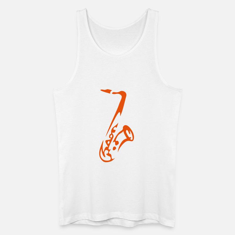 Saxy - Expressive Saxophon Silhouette Design - Männer Bio Tank Top - Weiß