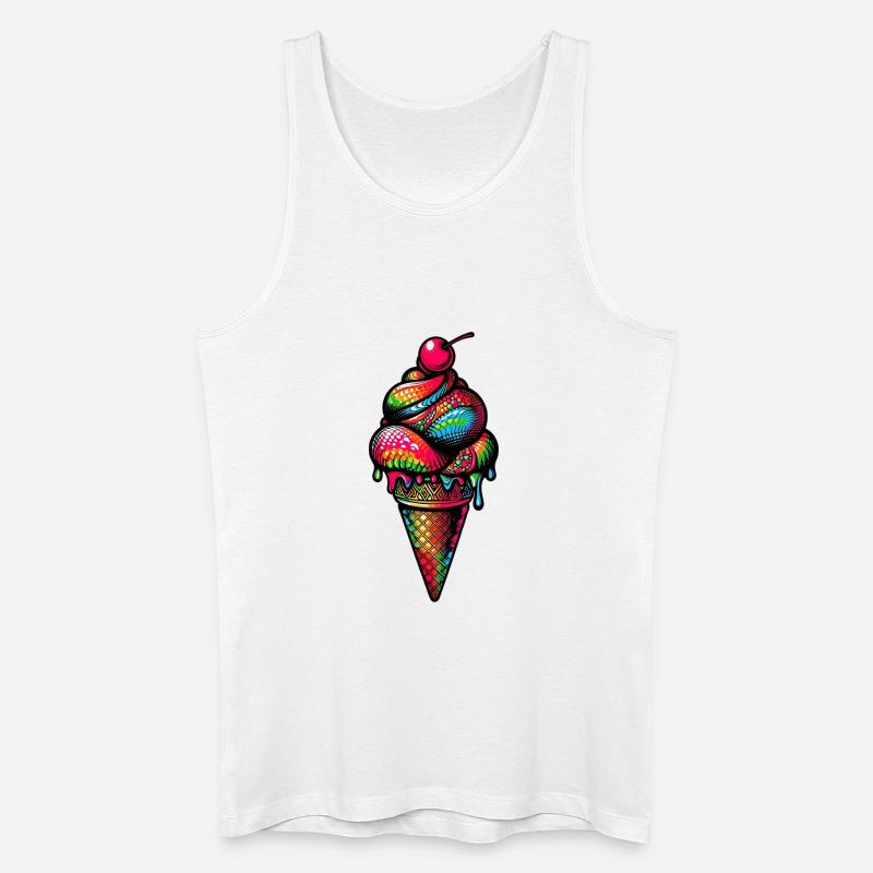 Eiswaffel Eis am Stiel - Männer Bio Tank Top - Weiß
