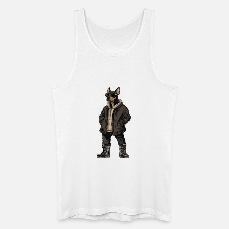 Dobermann Hund Cool Winter - Männer Bio Tank Top - Weiß