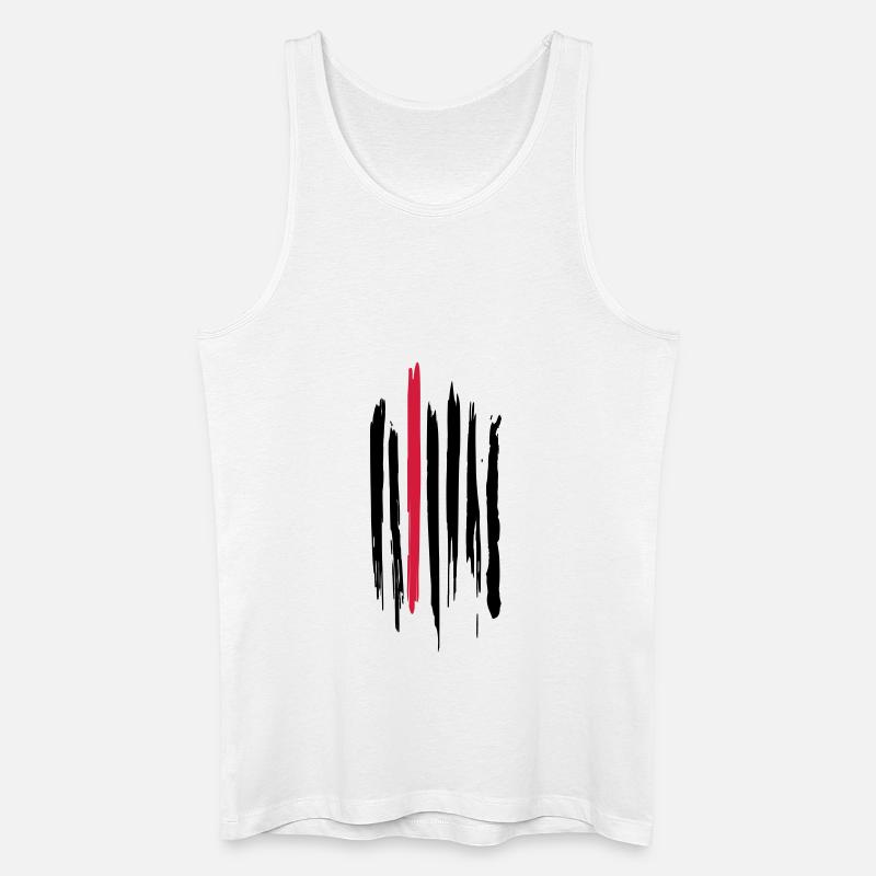 Schwarz-rote Pinselstriche - Männer Bio Tank Top - Weiß
