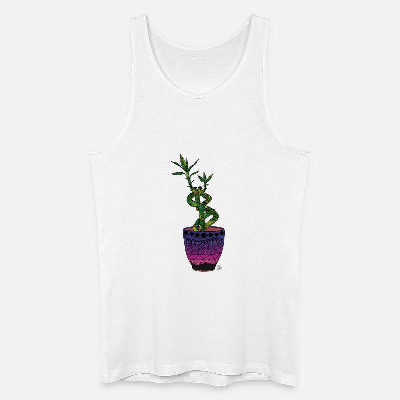 Glücksbambus im Topf - Männer Bio Tank Top - Weiß