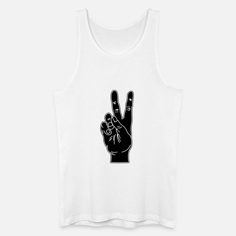 Geste de la main noire paix - Débardeur bio Homme - blanc