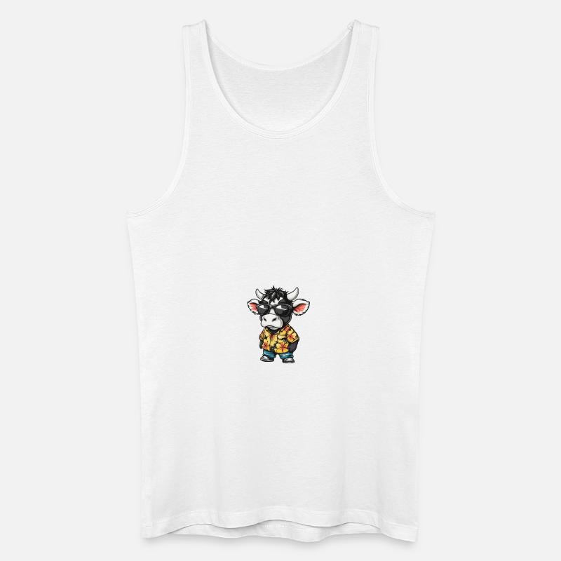 Kuh Comic Cool Sommer - Männer Bio Tank Top - Weiß