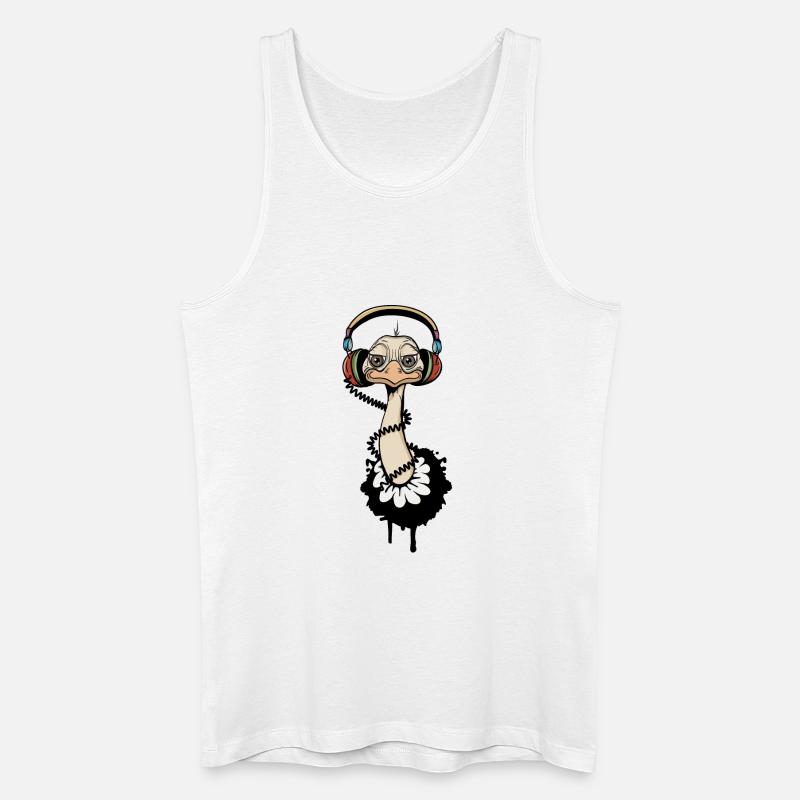 cooler Vogel Strauß mit Kopfhörer - Männer Bio Tank Top - Weiß