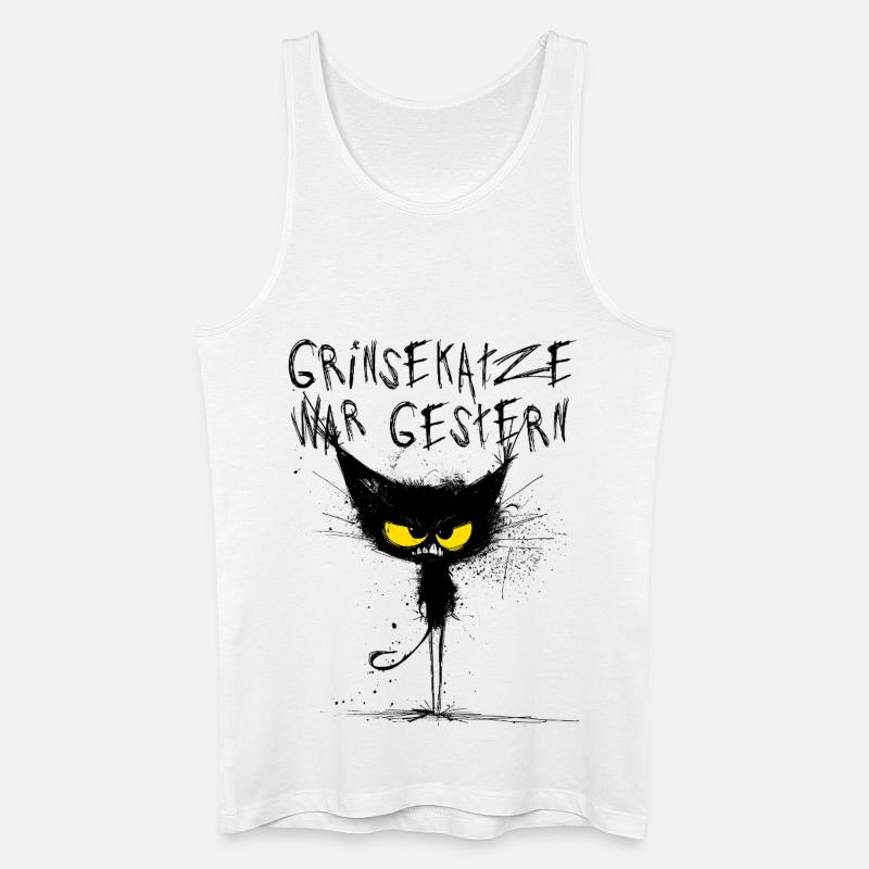 Grimmige Katze - Grinsekatze war gestern - Männer Bio Tank Top - Weiß