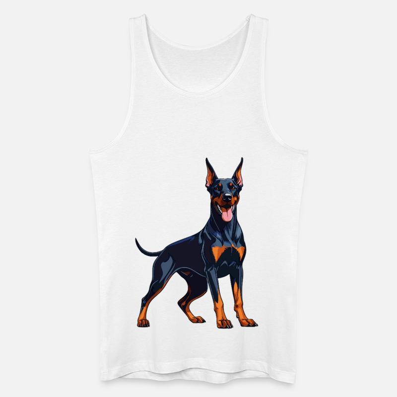 Starker Dobermann – Ausdrucksstarkes Dobie Design - Männer Bio Tank Top - Weiß