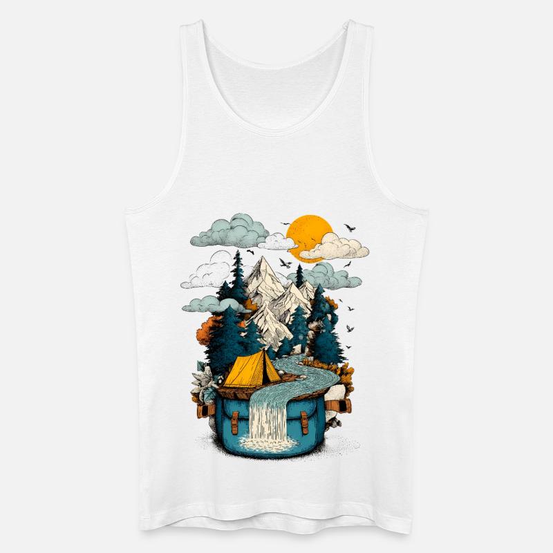 Bergsee Pfad - Camping Backpacker Motiv - Männer Bio Tank Top - Weiß