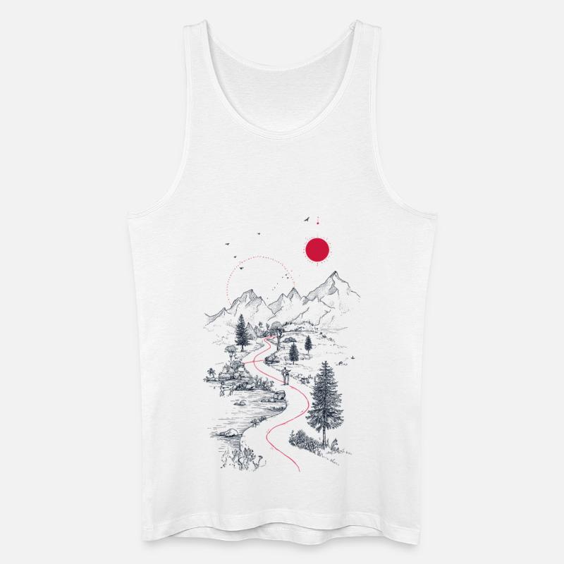Roter Pfad durch Berglandschaft - Männer Bio Tank Top - Weiß