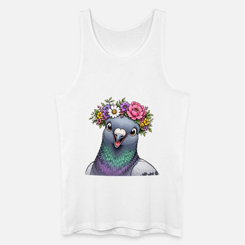 Taube mit Blumenschmuck  - Männer Bio Tank Top - Weiß