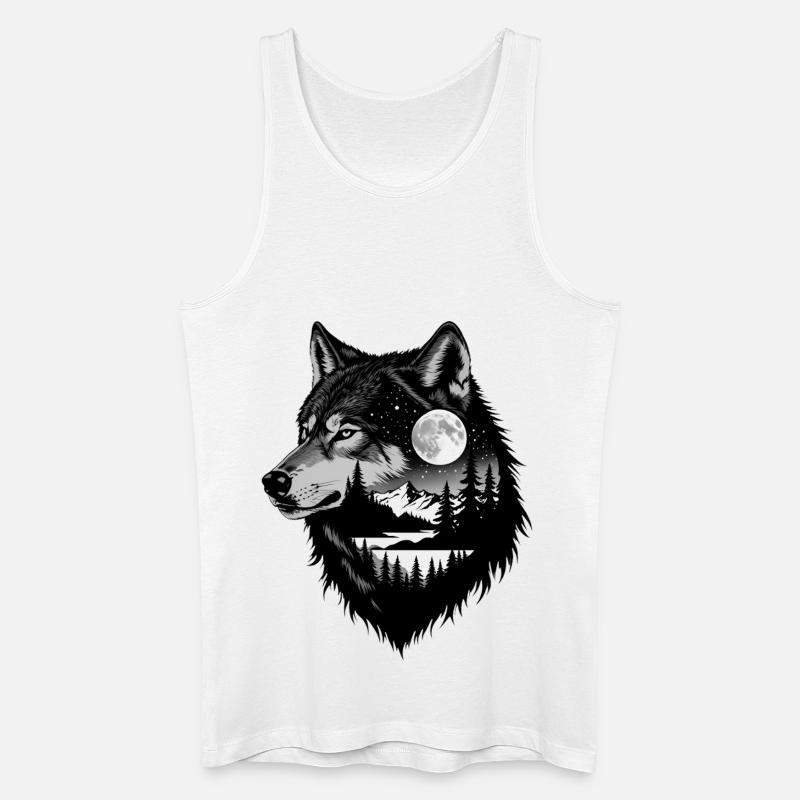 Schwarzer Wolf Wolfportrait. Wolfdesign - Männer Bio Tank Top - Weiß