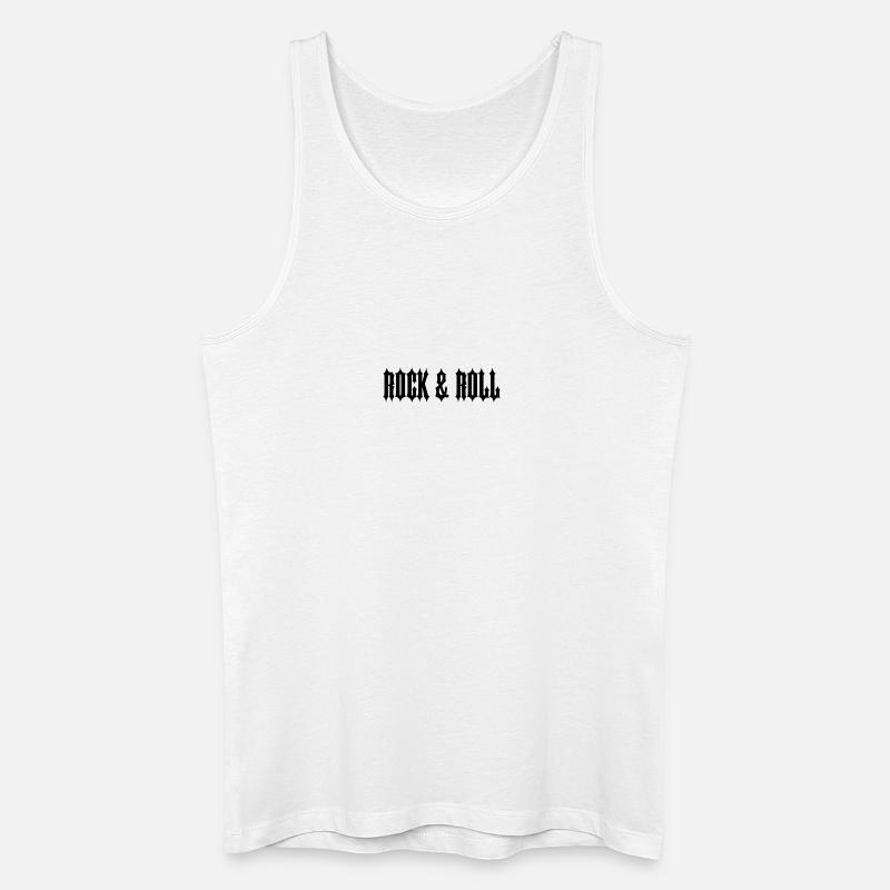 "ROCK & ROLL" SCHWARZER TEXT - Männer Bio Tank Top - Weiß