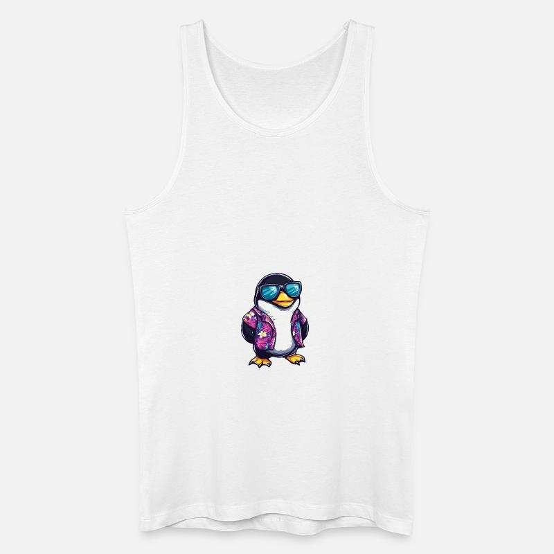 Pinguin Comic Cool Sommer - Männer Bio Tank Top - Weiß