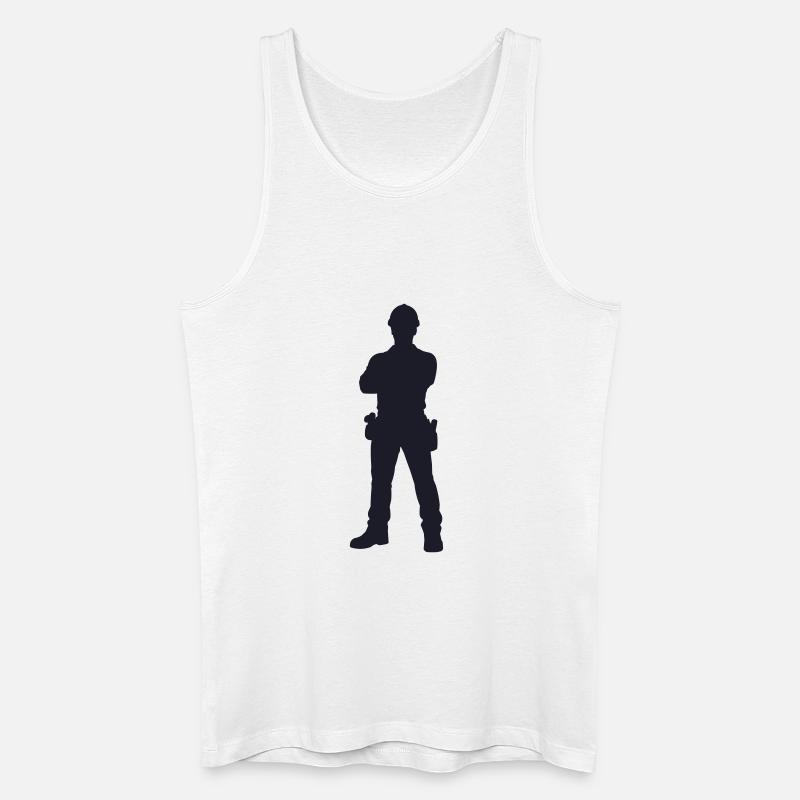 Bauheld Silhouette - Männer Bio Tank Top - Weiß