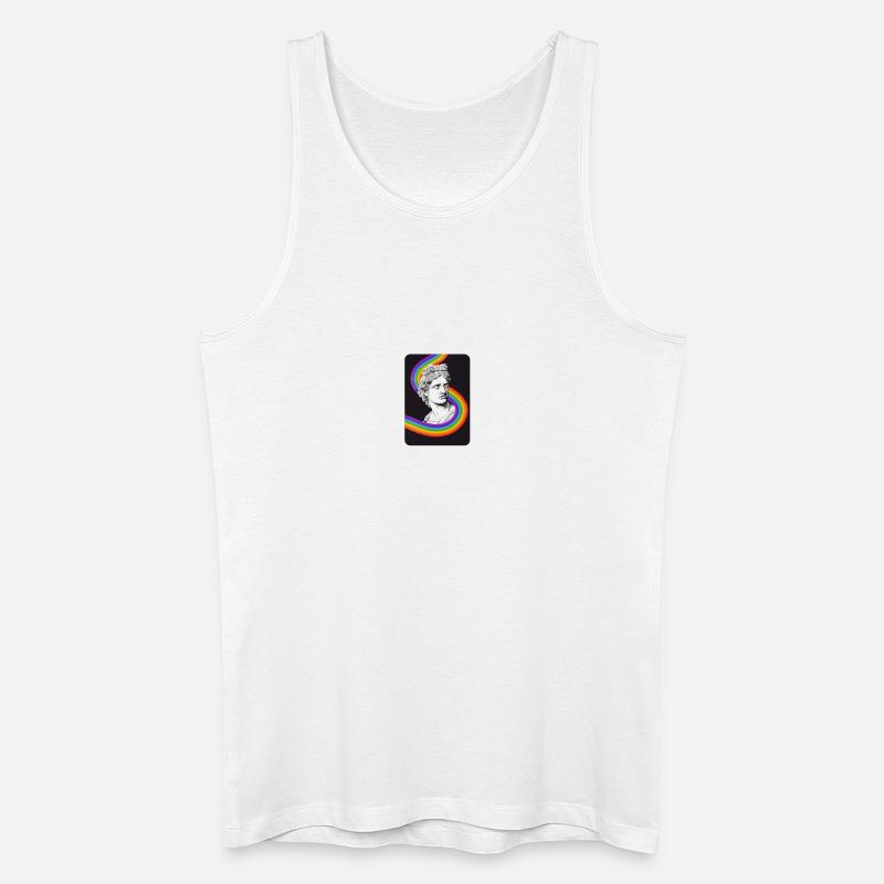 Klassische Statue mit leuchtendem Regenbogen - Männer Bio Tank Top - Weiß