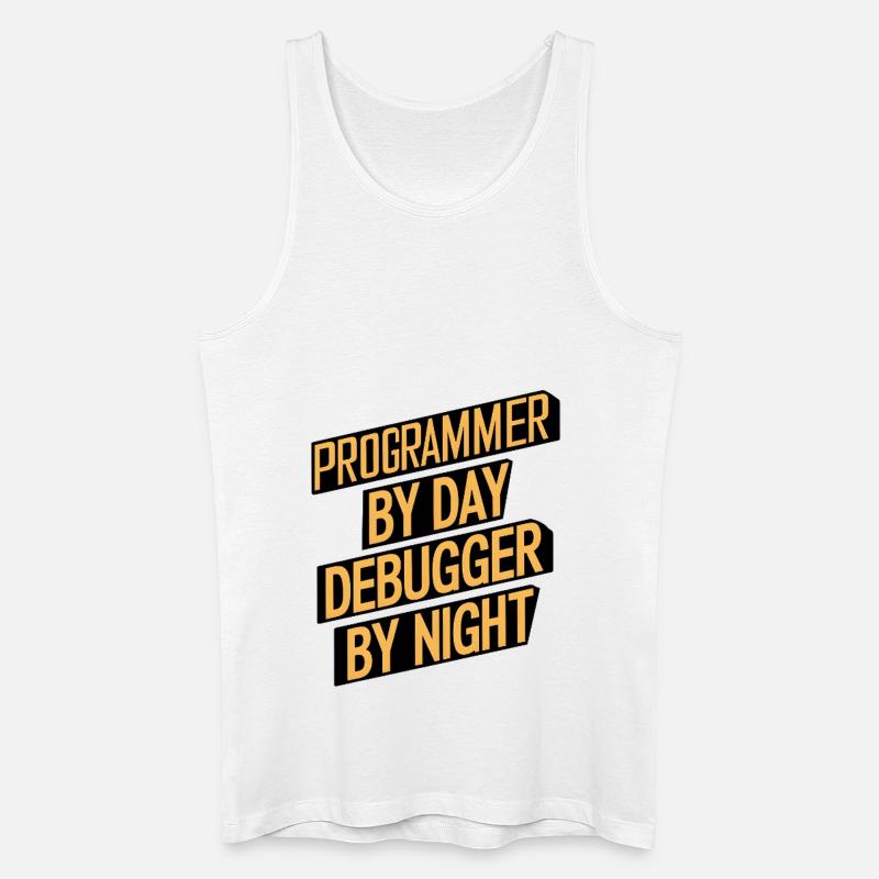 Programmer by Day, Debugger by Night - Men’s Organic Tank Top - white