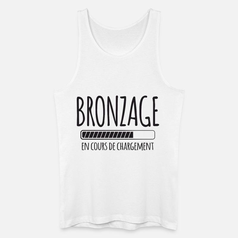 Tan Loading, Été, Vacances, Français - Débardeur bio Homme - blanc